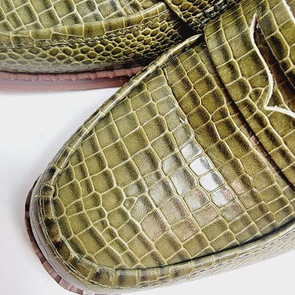 Vince Camuto Carigina Grren Croc Embossed Chunky Heel 90s Inspo Loafer Size 9.5 - Picture 5 of 8